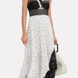 A.L.C. Aurora Dress Polka Dot One Shoulder Midi Dress